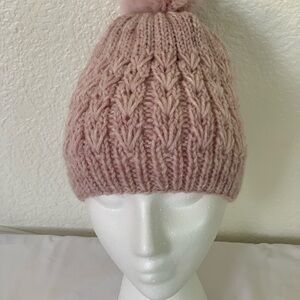 Cozy Pink Women’s Knit Hat Beanie with Pom Pom Size S-M